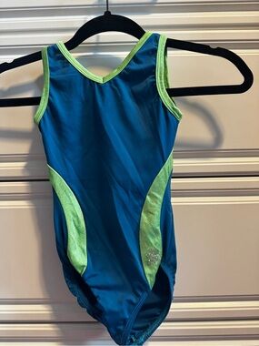 Snowflake Designs Girls Blue & Lime Green Leotard